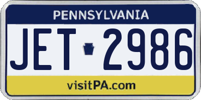 PA license plate JET2986
