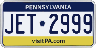 PA license plate JET2999