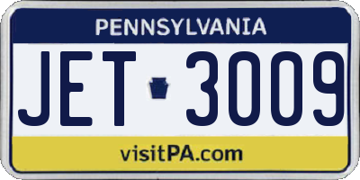 PA license plate JET3009