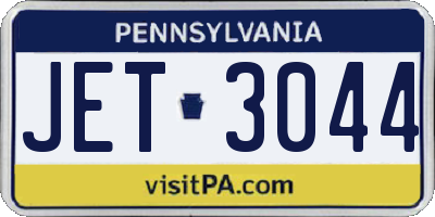 PA license plate JET3044