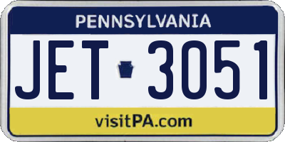 PA license plate JET3051