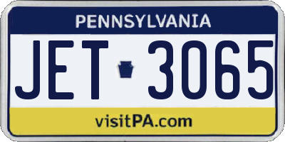 PA license plate JET3065