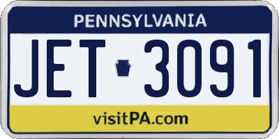 PA license plate JET3091