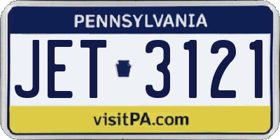 PA license plate JET3121