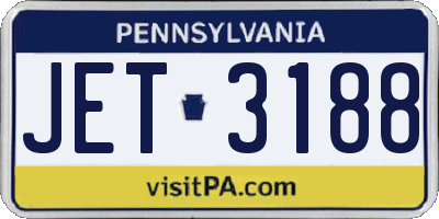 PA license plate JET3188