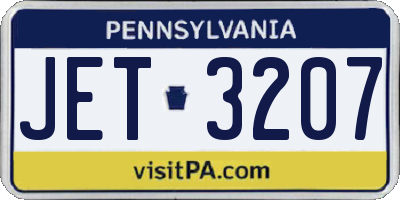 PA license plate JET3207