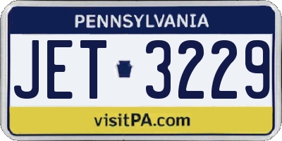 PA license plate JET3229