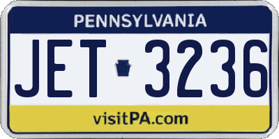 PA license plate JET3236