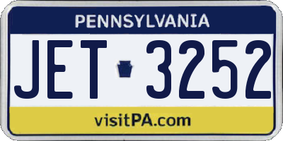 PA license plate JET3252