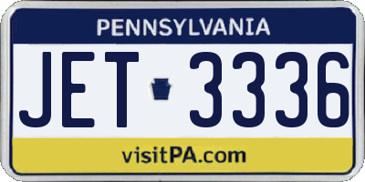 PA license plate JET3336