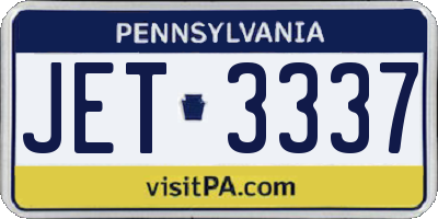 PA license plate JET3337
