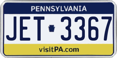 PA license plate JET3367