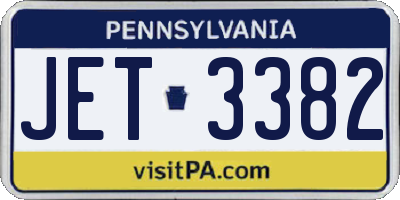 PA license plate JET3382