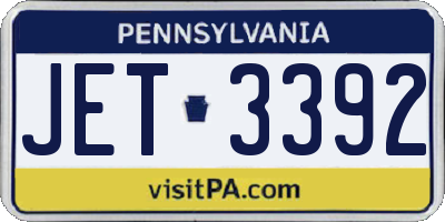PA license plate JET3392