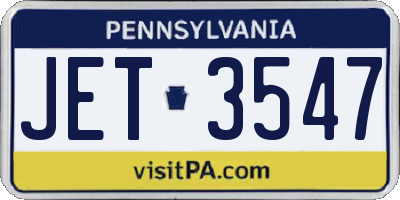 PA license plate JET3547