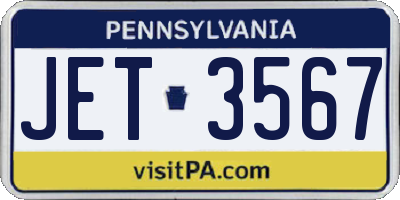 PA license plate JET3567