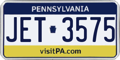 PA license plate JET3575