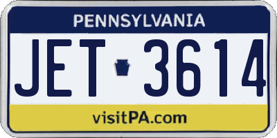 PA license plate JET3614