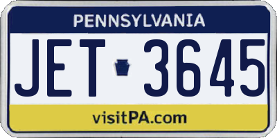 PA license plate JET3645