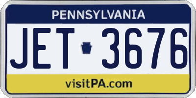 PA license plate JET3676