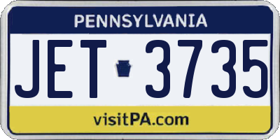 PA license plate JET3735