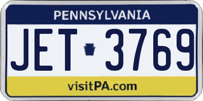 PA license plate JET3769
