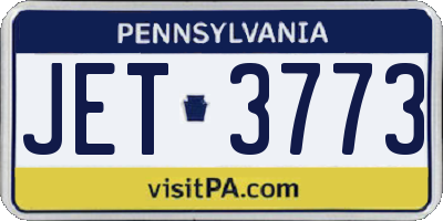 PA license plate JET3773