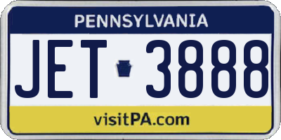 PA license plate JET3888