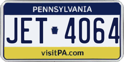 PA license plate JET4064