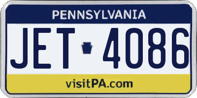 PA license plate JET4086