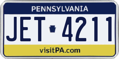 PA license plate JET4211