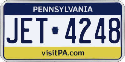 PA license plate JET4248