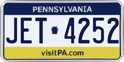 PA license plate JET4252