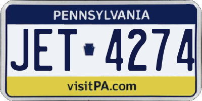PA license plate JET4274