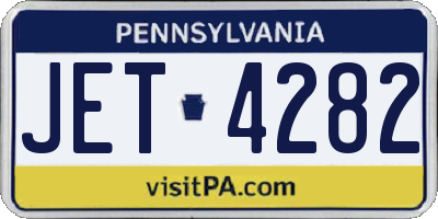 PA license plate JET4282