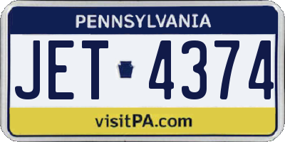PA license plate JET4374