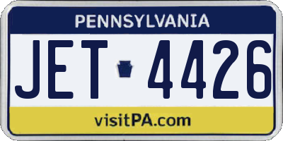 PA license plate JET4426