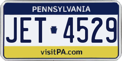PA license plate JET4529