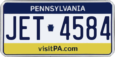 PA license plate JET4584