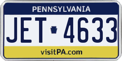 PA license plate JET4633