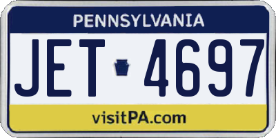 PA license plate JET4697
