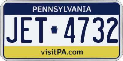 PA license plate JET4732
