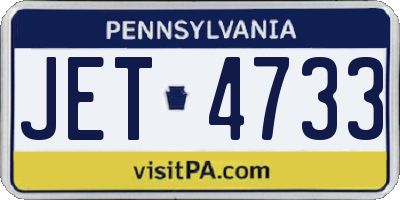 PA license plate JET4733