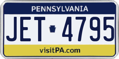 PA license plate JET4795