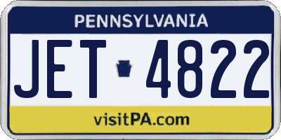 PA license plate JET4822