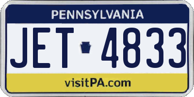 PA license plate JET4833