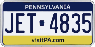 PA license plate JET4835