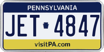 PA license plate JET4847