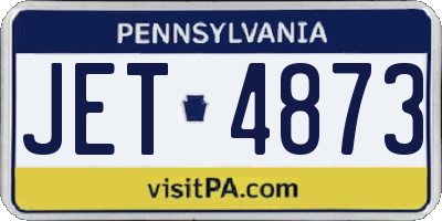 PA license plate JET4873