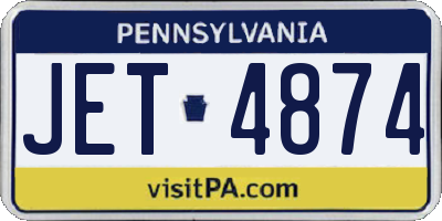 PA license plate JET4874